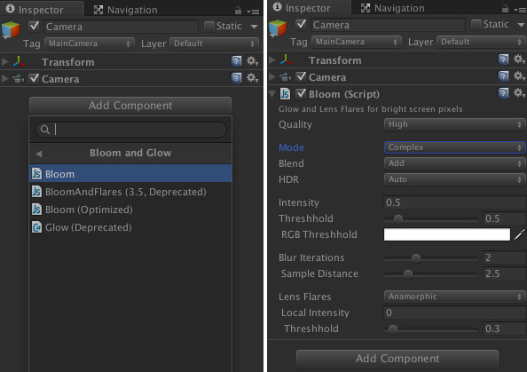 Unity Image Effects in Futile - Add Image Effect